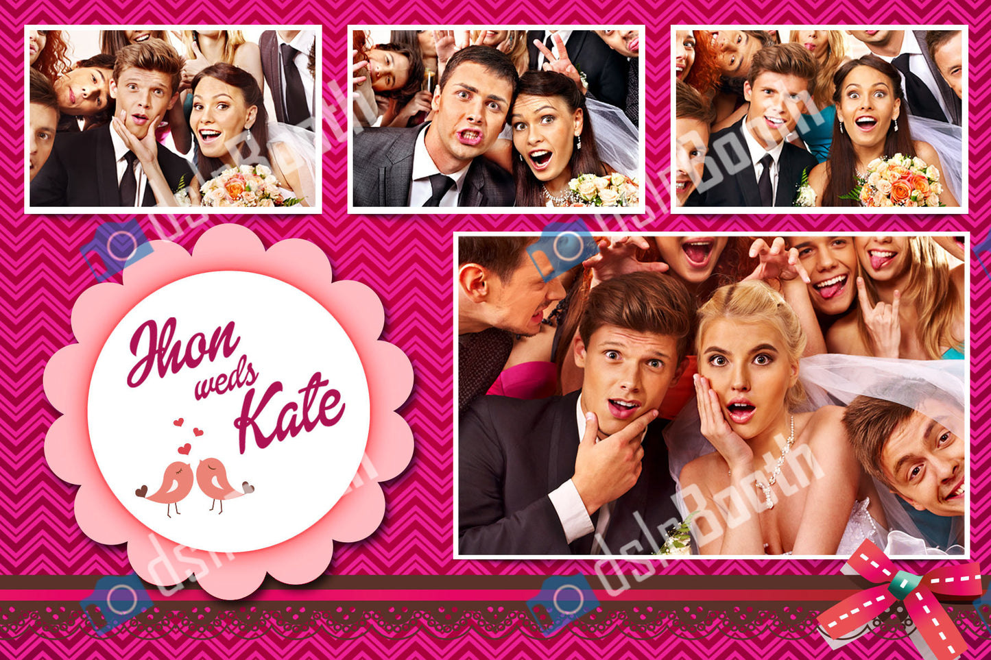 Wedding Love Birds 1 Large 3 Small Poses Horizontal Multi Background color option