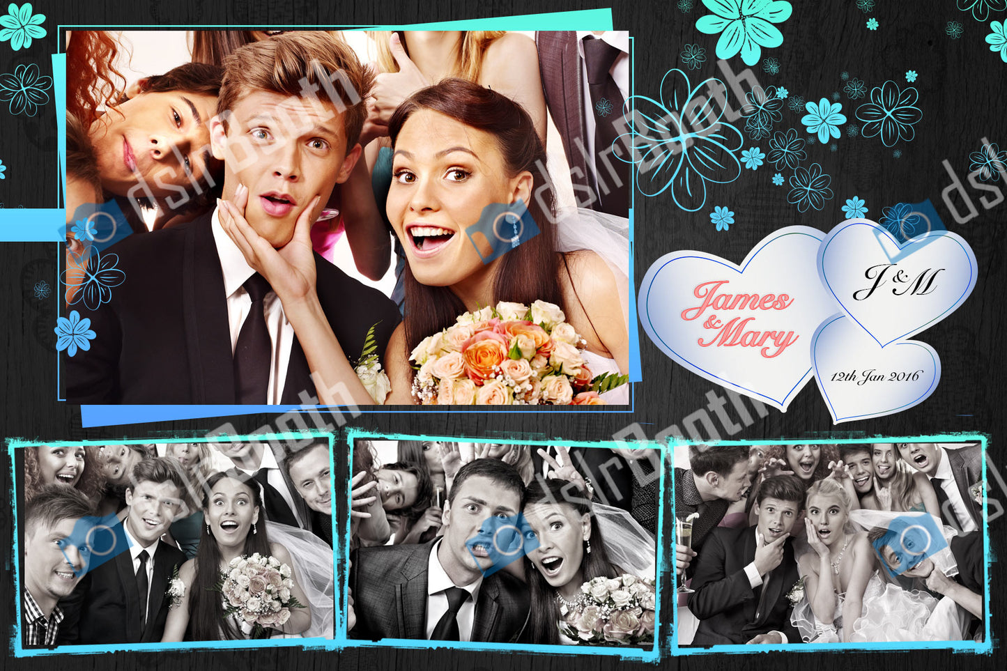 Wedding Black + White Four Poses Horizontal