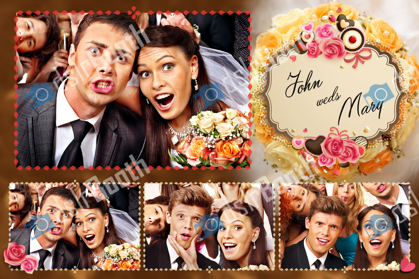 Bridal Bouquet Four poses Horizontal