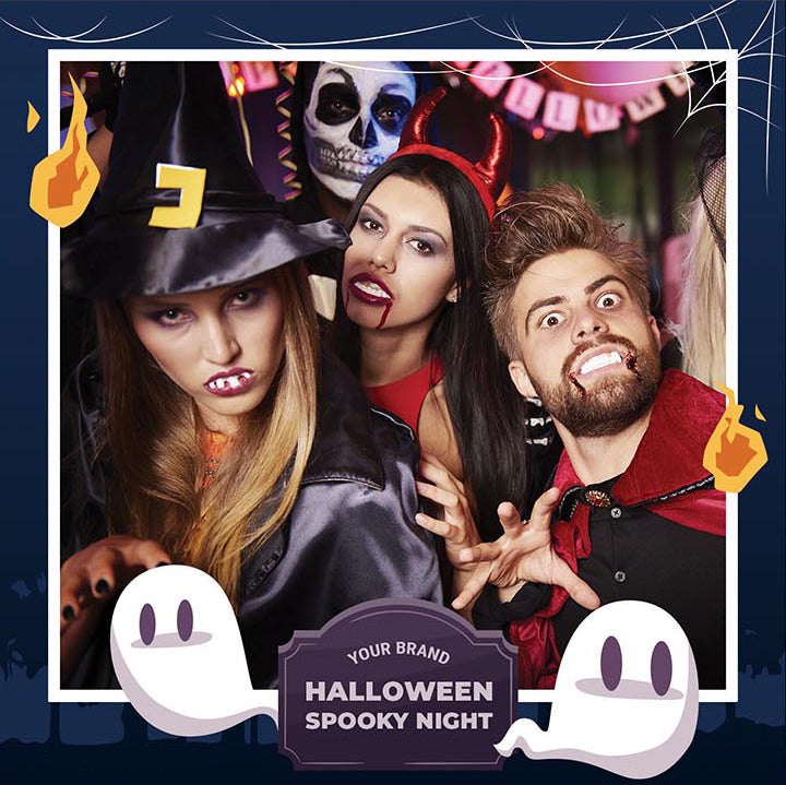Spooky Ghosts Square GIF Overlay.