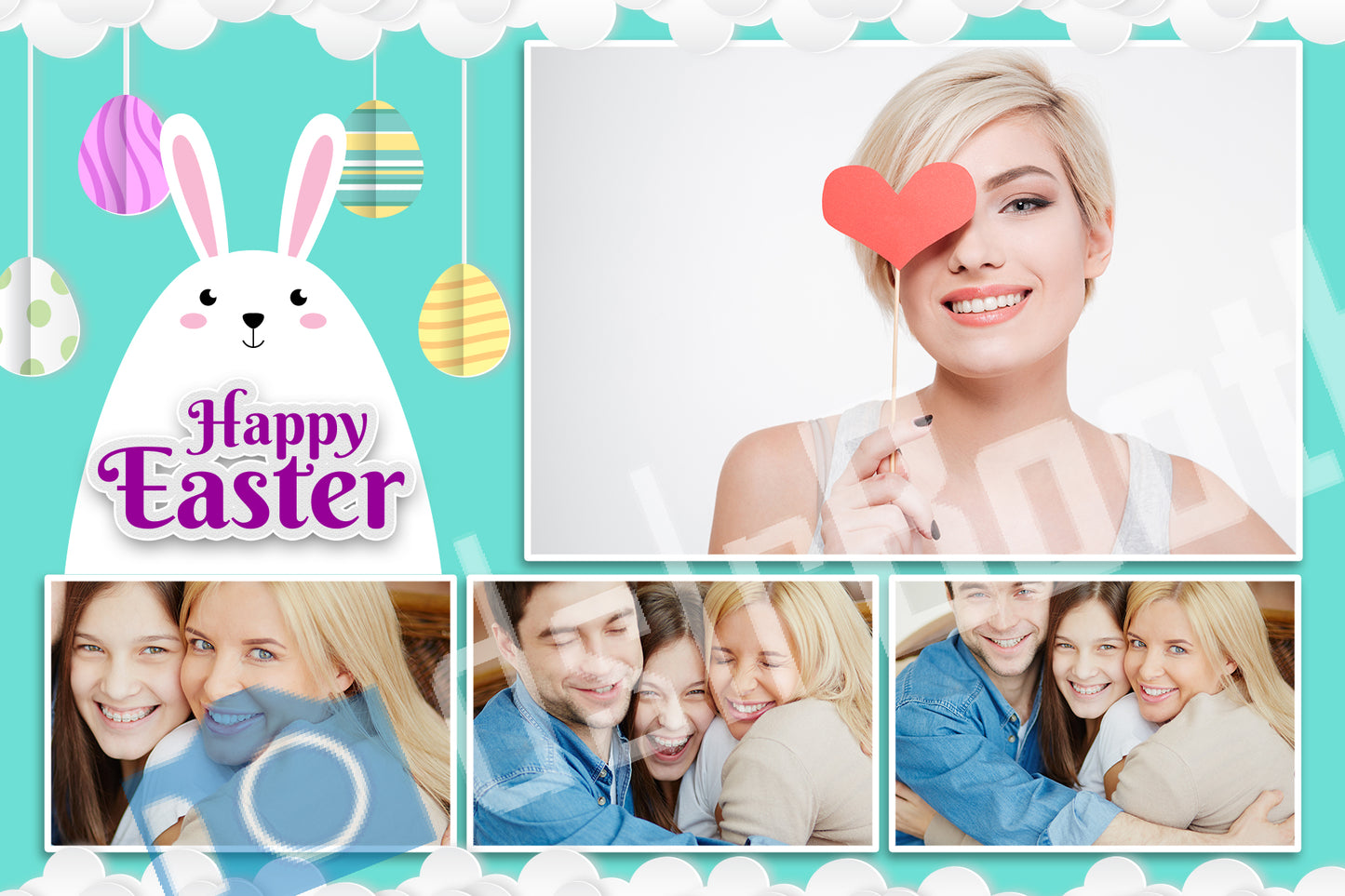 Pastel Easter Bunny Template