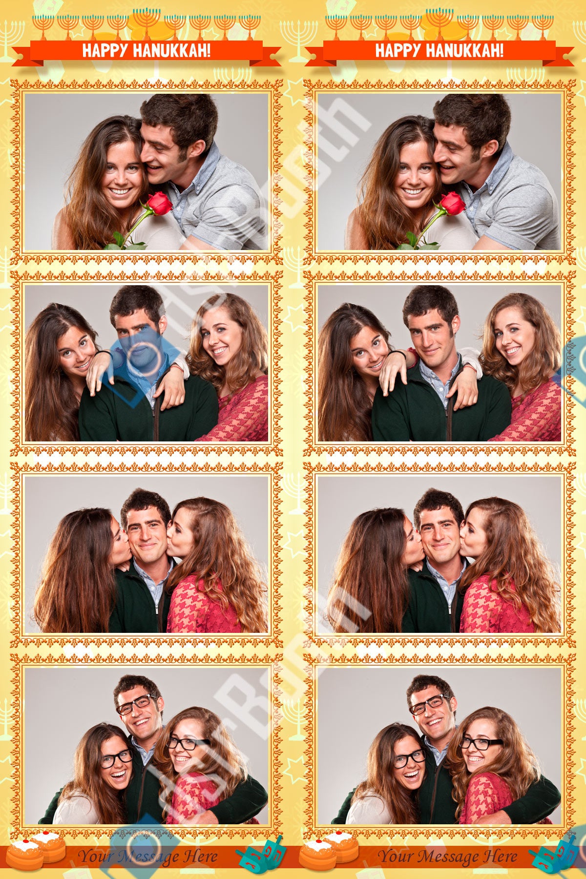 Happy Hanukkah Four Poses Vertical