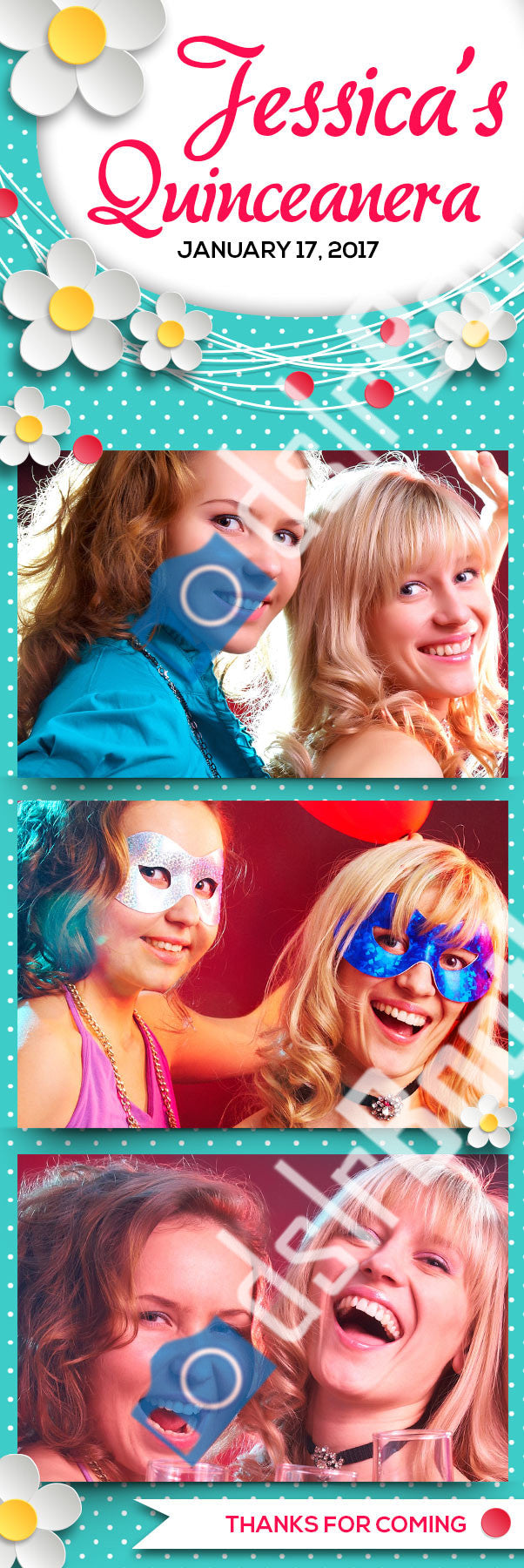 Quinceanera Three Poses Vertical Strip