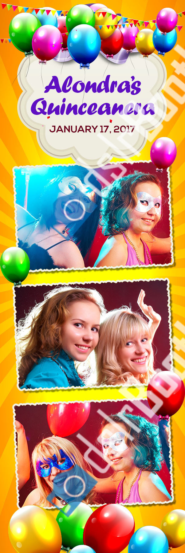 Quinceanera 3 Poses Vertical Strip