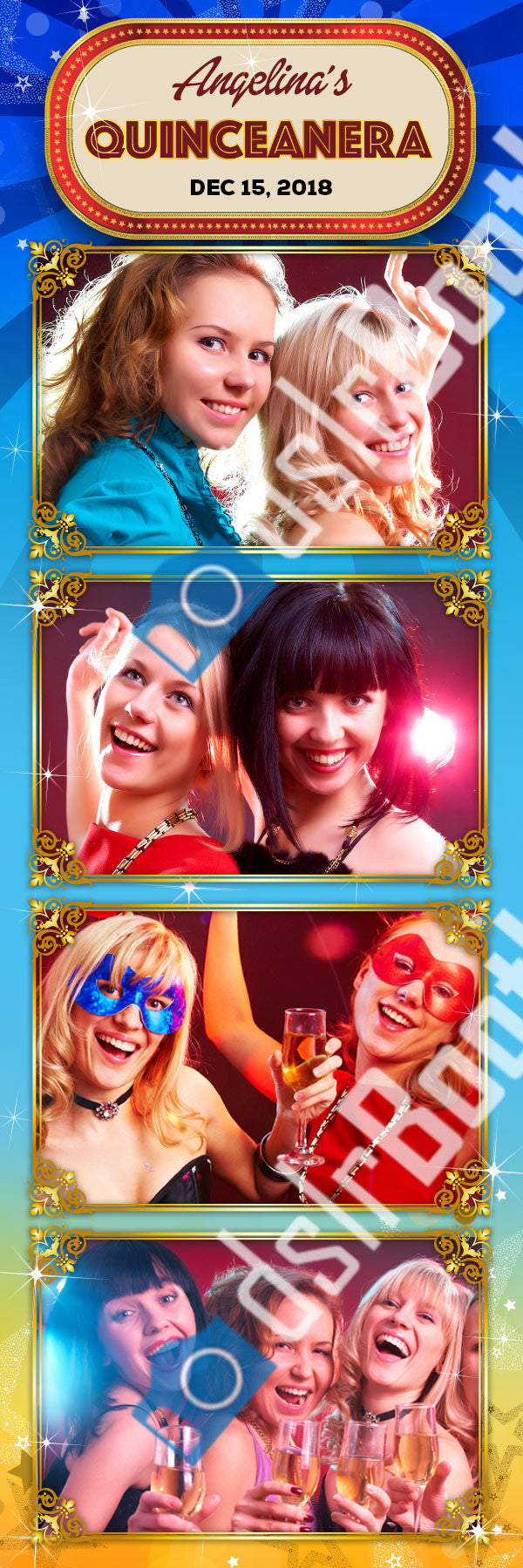 Quinceanera Four Poses Vertical Strip