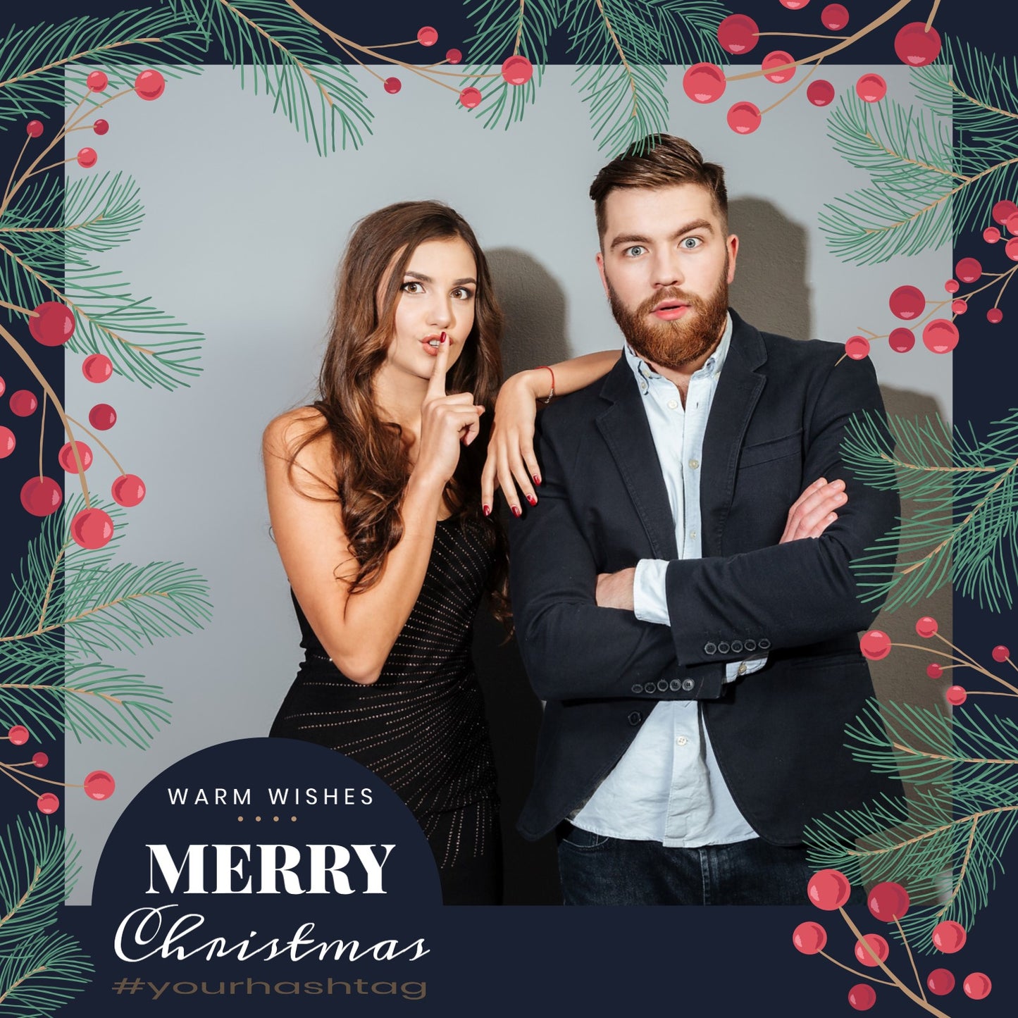 Holly Christmas Square GIF Overlay
