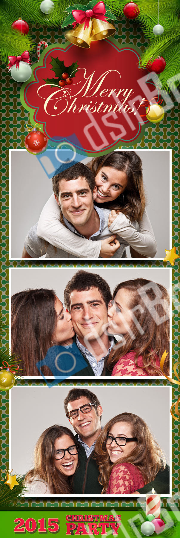 Christmas 3 Poses Vertical Strip