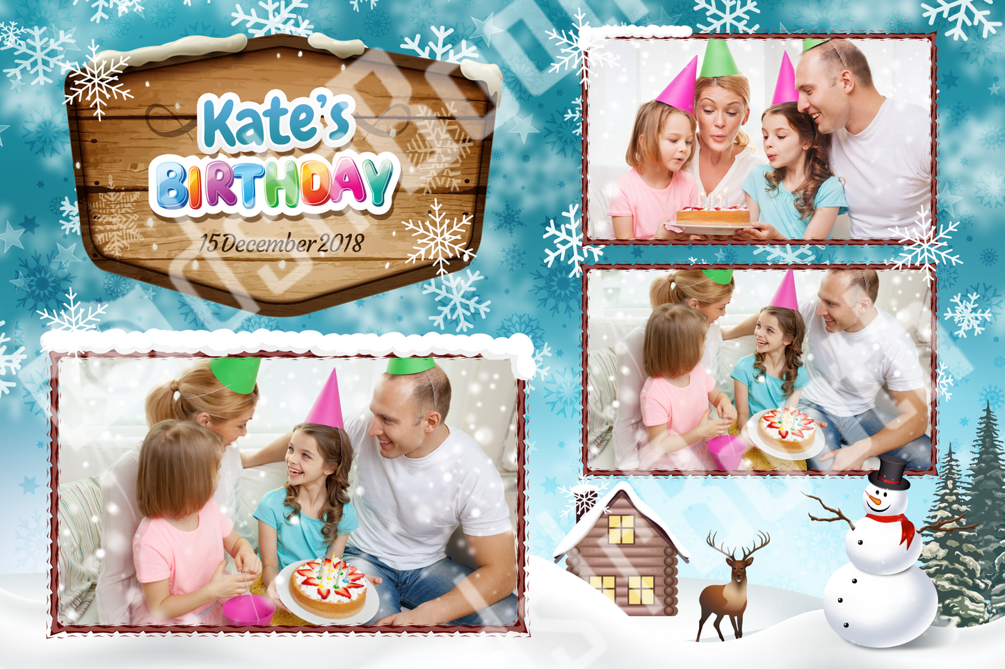 Snowy Birthday Template